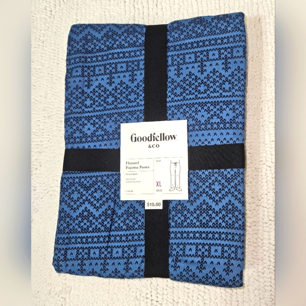 Goodiellow & Co Men's Blue/Black Flannel Pajama Pants Size XL (40/42)